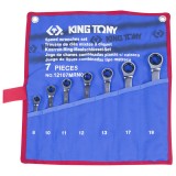 Набор комбинированных трещоточных ключей 8-19мм чехол из теторона 7 предметов King Tony