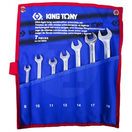 Набор комбинированных удлиненных ключей 8-19мм 7 предметов чехол из теторона King Tony 12C7MRN