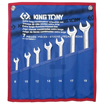 Набор комбинированных удлиненных ключей 8-19мм чехол из теторона 7 предметов King Tony 12C7MRN01