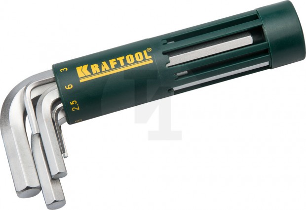 Набор KRAFTOOL: Ключи имбусовые короткие, Cr-Mo сталь, держатель-рукоятка, HEX 2-10мм, 8 пред 27430-1_z01