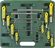 Набор KRAFTOOL Ключи "INDUSTRIE" имбусовые,Cr-Mo(S2),Т-образные, эргоном двухкомп рукоятка,HEX,с шариком,9 шт,в боксе