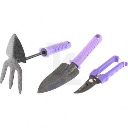 Набор садового инструмента с секатором, пластиковые рукоятки, 3 предмета, STANDARD, Palisad 62904