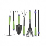 Набор садового инструмента: совок, грабли веерные, рыхлитель, грабли 5-зубые, мотыжка, комплект удленных ручек Palisad