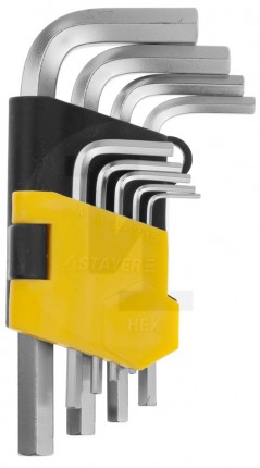 Набор STAYER Ключи "MASTER" имбусовые короткие, Cr-V, сатинированное покрытие, пластик. держатель, HEX 1,5-10мм, 9 пред 2740-H9