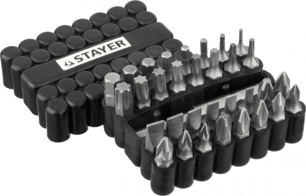 Набор, STAYER Master 26085-H33: Биты Cr-V, с магнитным адаптером, в ударопрочном держателе, 33 предмета 26085-H33