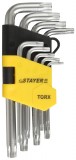 Набор STAYER "MASTER": Ключи имбусовые короткие, Cr-V, сатинированное покрытие, пластиковый держатель, Т10-Т50мм, 9 предметов