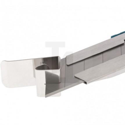 Нож 195 мм, металлический корпус, выдвижное сегментное лезвие 25 мм (SK-5), металлическая направляющая, клипса для ремня Gross 78896