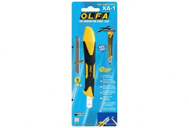 Нож OLFA "Standard Models" с выдвижным лезвием, с противоскользящим покрытием, автофиксатор, 9мм OL-XA-1