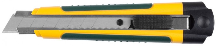 Нож с сегментированным лезвием, KRAFTOOL 09199, двухкомп корпус, автостоп, отсек для хранения запасных лезвий, 18мм