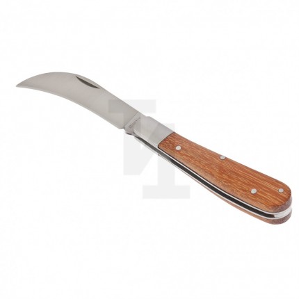 Нож садовый, 170 мм, складной, изогнутое лезвие, деревянная рукоятка Palisad 79001