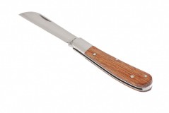 Нож садовый, 173 мм, складной, прямое лезвие, деревянная рукоятка Palisad