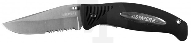 Нож STAYER ″PROFI″ складной,серрейторная заточка, эргономичная пластиковая рукоятка, лезвие 80мм 47623