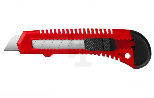 Нож ЗУБР 18 мм, сегментированное лезвие, сдвижной фиксатор, нож АБС-18 09155_z01