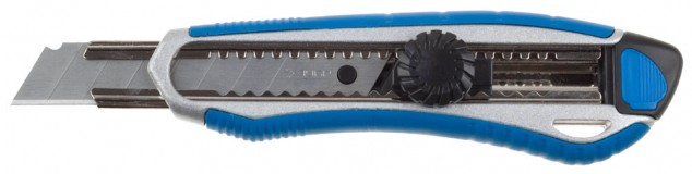 Нож ЗУБР″ЭКСПЕРТ″, двухкомпонентный корпус, с механическим фиксатором, с сегментированным лезвием 18 мм, сталь У8А.