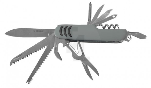 Нож ЗУБР "МАСТЕР" складной многофункциональный, "12 в 1", обрезиненная рукоятка 47780