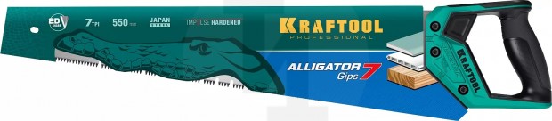 Ножовка для гипса ″Alligator GIPS 7″, 550 мм, 7 TPI специальный зуб, KRAFTOOL 15210