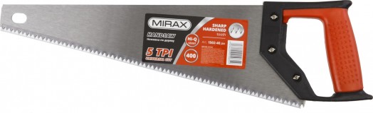 Ножовка по дереву (пила) MIRAX Universal 400 мм, 5 TPI, рез вдоль и поперек волокон, для крупных и средних заготовок