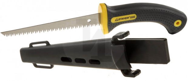 Ножовка STAYER "PROFI" по гипсокартону, 3D-заточка, 2-комп. ручка, чехол, 3.0х150мм/8TPI 2-15170