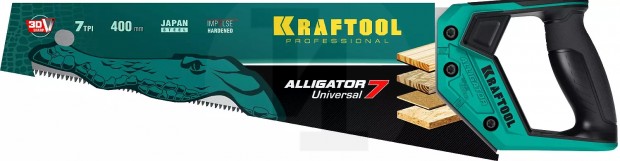 Ножовка универсальная ″Alligator Universal 7″, 400 мм, 7 TPI 3D зуб, KRAFTOOL 15004-40_z01