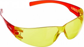 Облегчённые жёлтые защитные очки ЗУБР МАСТЕР широкая монолинза, открытого типа