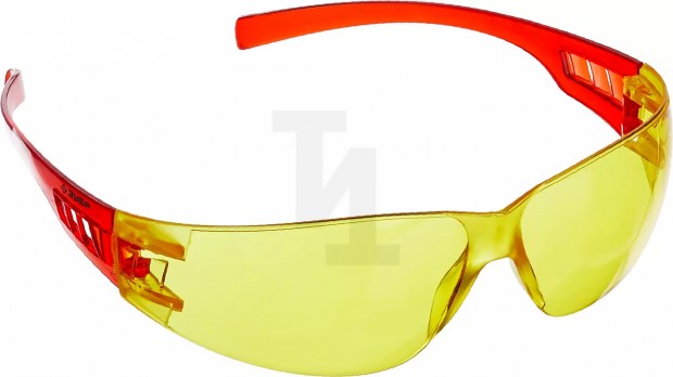 Облегчённые жёлтые защитные очки ЗУБР МАСТЕР широкая монолинза, открытого типа 110326_z01