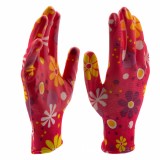Перчатки садовые из полиэстера с нитрильным обливом, цветы, М// Palisad
