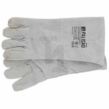 Перчатки спилковые с манжетой для садовых и строительных работ, утолщенные, размер XL// Palisad 679055
