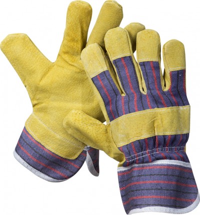 Перчатки STAYER "MASTER" рабочие комбинированные кожаные из спилка с тиснением, XL 1131-XL