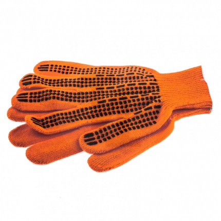 Перчатки трикотажные, акрил, ПВХ гель, "Протектор", оранжевый, оверлок Сибртех 68669