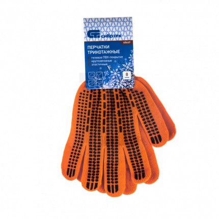 Перчатки трикотажные, акрил, ПВХ гель, "Протектор", оранжевый, оверлок Сибртех 68669