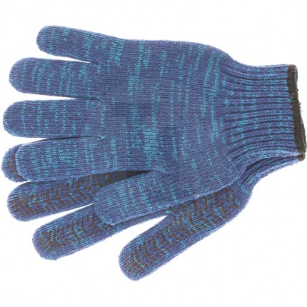 Перчатки трикотажные усиленные, гелевое ПВХ-покрытие, 7 класс, синие, Сибртех 68183