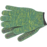 Перчатки трикотажные усиленные, гелевое ПВХ-покрытие, 7 класс, зеленые, Сибртех