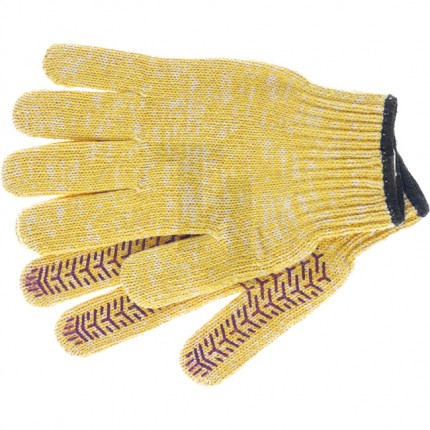 Перчатки трикотажные усиленные, гелевое ПВХ-покрытие, 7 класс, желтые, Сибртех 68180