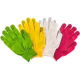 Перчатки в наборе, цвета: белые, розовая фуксия, желтые, зеленые, ПВХ точка, L, Россия, Palisad