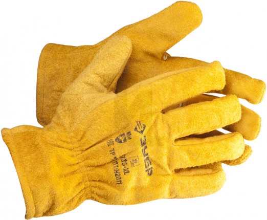 Перчатки ЗУБР "МАСТЕР" кожаные рабочие, с подкладкой, XL 1135-XL