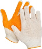 Перчатки ЗУБР трикотажные, 10 класс, х/б, с защитой от скольжения, S-M