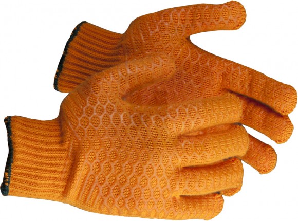 Перчатки ЗУБР трикотажные, с противоскользящим двусторонним перекрестным покрытием, S-M 11278-S