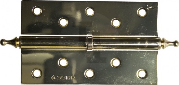 Петля дверная разъемная ЗУБР "ЭКСПЕРТ", 1 подшипник, цвет латунь (PB), левая, с крепежом, 125х75х2,5мм, 2 шт 37605-125-1L
