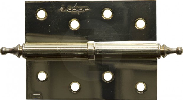 Петля дверная разъемная ЗУБР "ЭКСПЕРТ", 1 подшипник, цвет латунь (PB), правая, с крепежом, 100х75х2,5мм, 2 шт 37605-100-1R