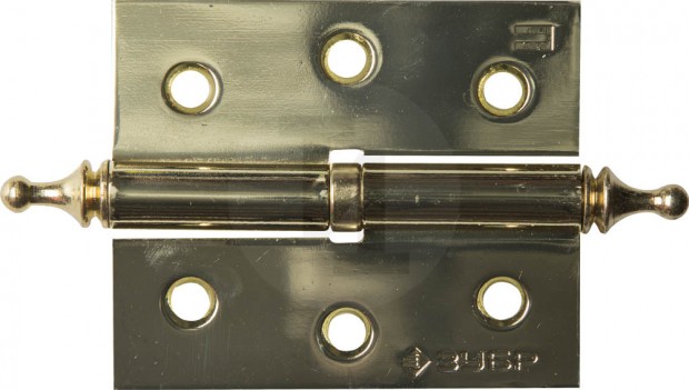 Петля дверная разъемная ЗУБР "ЭКСПЕРТ", 1 подшипник, цвет латунь (PB), правая, с крепежом, 75х63х2,5мм, 2 шт 37605-075-1R