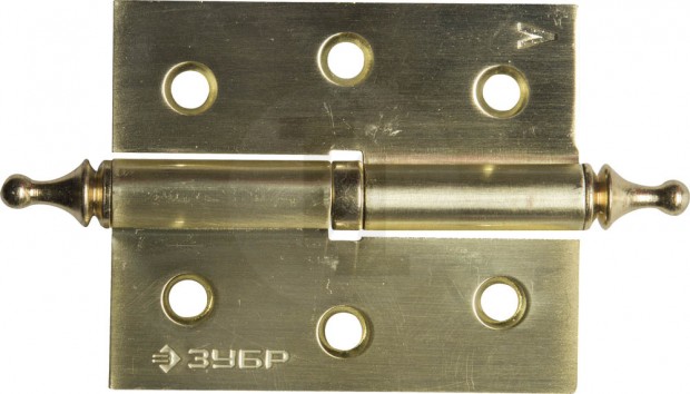 Петля дверная разъемная ЗУБР "ЭКСПЕРТ", 1 подшипник, цвет мат. латунь (SB), левая, с крепежом, 75х63х2,5мм,2шт 37605-075-3L