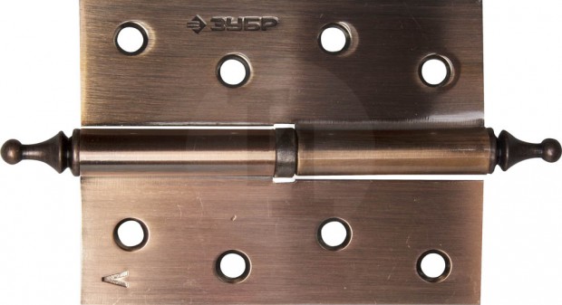 Петля дверная разъемная ЗУБР "ЭКСПЕРТ", 1 подшипник, цвет ст. медь (AC), левая, с крепежом, 100х75х2,5мм, 2 шт 37605-100-6L
