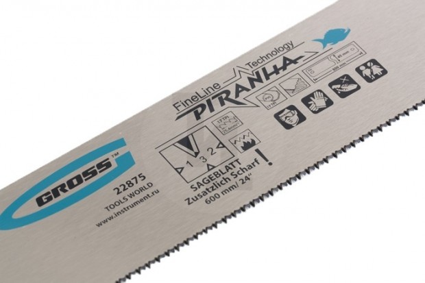 Пильное полотно для прецизионного стусла "Piranha", 600 мм, каленый зуб 3D, 18 TPI Gross 22875