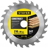 Пильный диск "Construct line" для древесины с гвоздями, 210x30, 24Т, STAYER