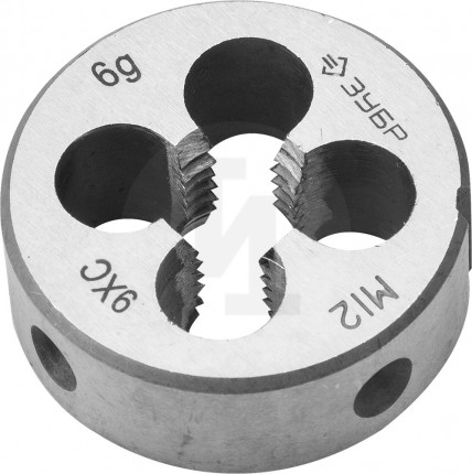 Плашка ЗУБР "МАСТЕР" круглая ручная для нарезания метрической резьбы, М12 x 1,75 4-28022-12-1.75