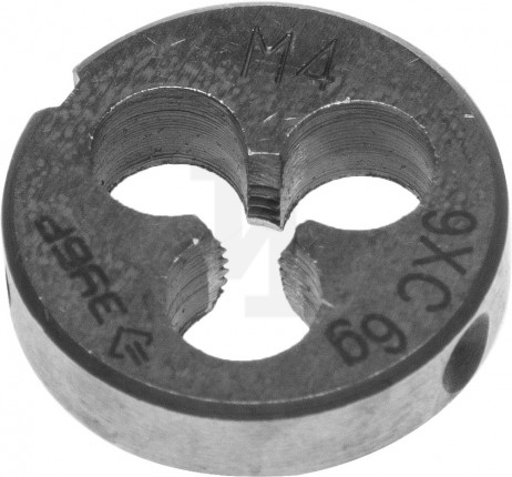 Плашка ЗУБР "МАСТЕР" круглая ручная для нарезания метрической резьбы, М4 x 0,7 4-28022-04-0.7
