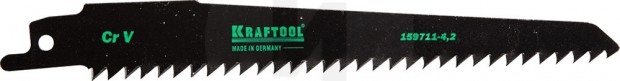Полотно KRAFTOOL "INDUSTRIE QUALITAT", S644D, для эл/ножовки, Cr-V, по дереву, шаг 4,2мм, 130мм 159711-4,2