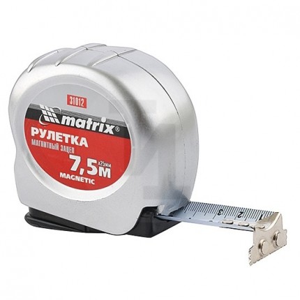 Рулетка Magnetic, 7,5 м х 25 мм, магнитный зацеп Matrix 31012