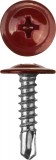 Саморезы ПШМ-С со сверлом для листового металла, 16 х 4.2 мм, 500 шт, RAL-3005 темно-красный, ЗУБР