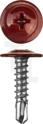 Саморезы ПШМ-С со сверлом для листового металла, 16 х 4.2 мм, 500 шт, RAL-3005 темно-красный, ЗУБР 300211-42-016-3005